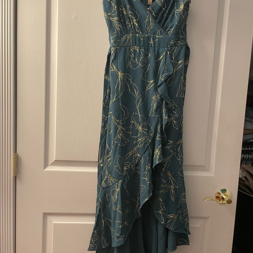 Marshalls Teal and Gold High Low Dress
